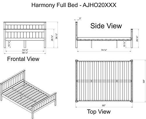Alaterre Furniture Harmony Full Wood Platform Bed, White