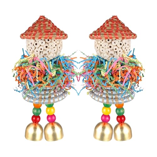 Genérico Juguete de forraje para periquito 2 piezas juguetes destruir pájaros bolas masticar jaula catúa guacamayo canario