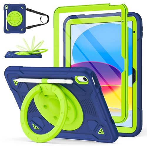 Coque antichoc iPad 11 2025 Hogenl à dragonne et support rotatif 360 avec protection écran intégrée
