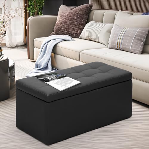 MoNiBloom 31 Inches Storage Ottoman Bench, End of Bed Bench