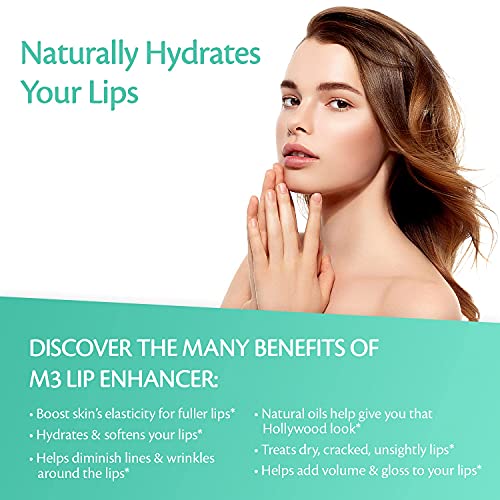 collagen lip plumper clinically proven lip enhancer for fuller softer lips increased elasticity reduce fine lines hydrating plump gloss lipstick primer teal peppermint 4 ml by m3 naturals
