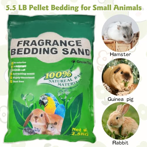 VCEPJH Rabbit Litter Pellets,5.5lb Guinea Pig Litter Box Bedding Odor Control Small Animals Training Litter Potty Sand for Ferret Bunny Chinchilla and Other Small-Sized Pets(Green Tea) - Thumbnail 5