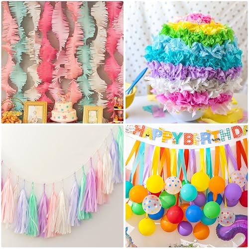 Image of Pastel Rainbow Crepe Paper Streamers Party Decorations, 6 Rolls, 738 Ft