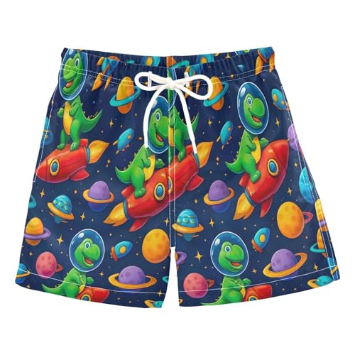 Boys Trunks, Anti Chafe Swim Trunks for Boys 2 T, Cartoon Dinosaurs Rockets Blue