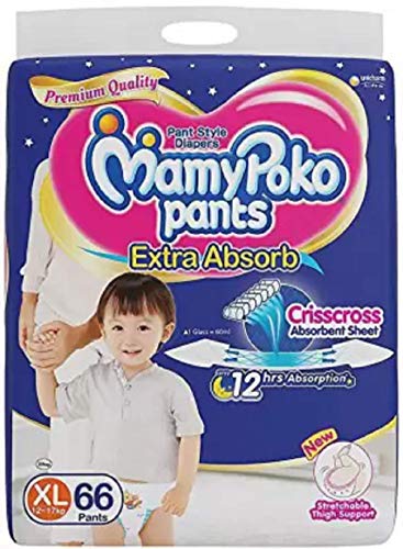 Image of MamyPoko Extra Absorb Pant Style Diaper For Kids - XL (66 Pieces), 1 count