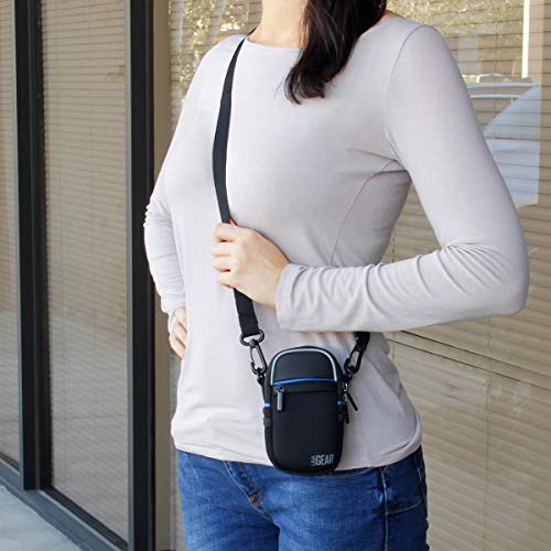 USA Gear Compact Point and Shoot Camera Case Small Digital Camera Pouch with Accessory Pockets and Shoulder Strap - Compatible with Sony CyberShot, Canon G7X Mark iii, ii, Nikon COOLPIX & More (Black) by USA Gear - Image 2