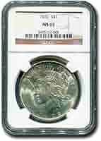 1922 No Mint Mark Peace Dollar NGC MS-65 at Amazon's