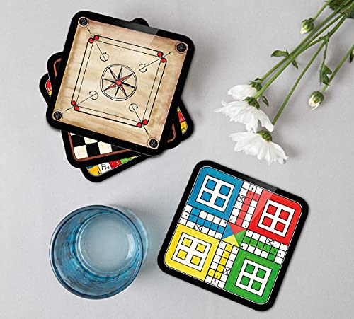 Paper Plane Design Tea Coaster Set Wooden Decorative Coasters Set. Home and Office Wooden Coaster Set. (Ludo)