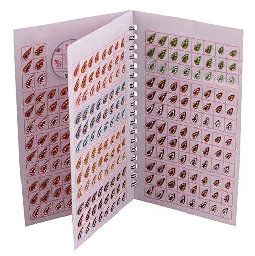 THANU'S CRAFT Multicolor Teardrop Tilak Design Diamond Stone Bindi Kumkum Sticker Tikli Bindi Book for Women (372 Tilak Bindi Book) Pack of 1 Mix Size Multicolour