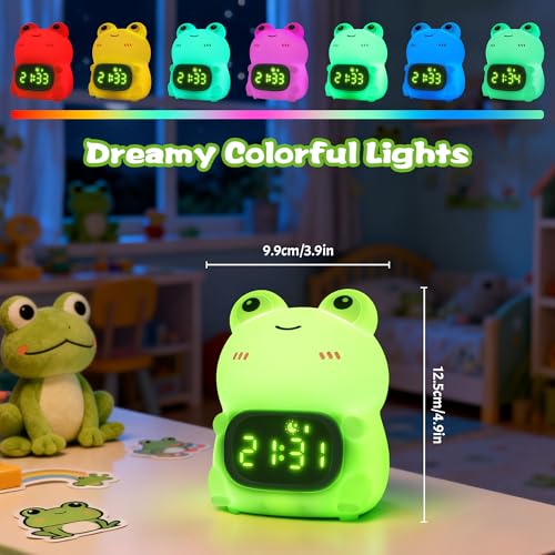 Image of OkiyiD Alarm Clock with Light, Frog Digital Clock Night Light for Kids Girls Boys, Silicone Frog 3-in-1 Rechargeable Alarmclock Lamp Count Down Timer, Cute Alarm Clocks for Bedroom Adult Office