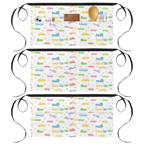 Demi-tablier de cuisine multicolore doté de 3 poches de rangement