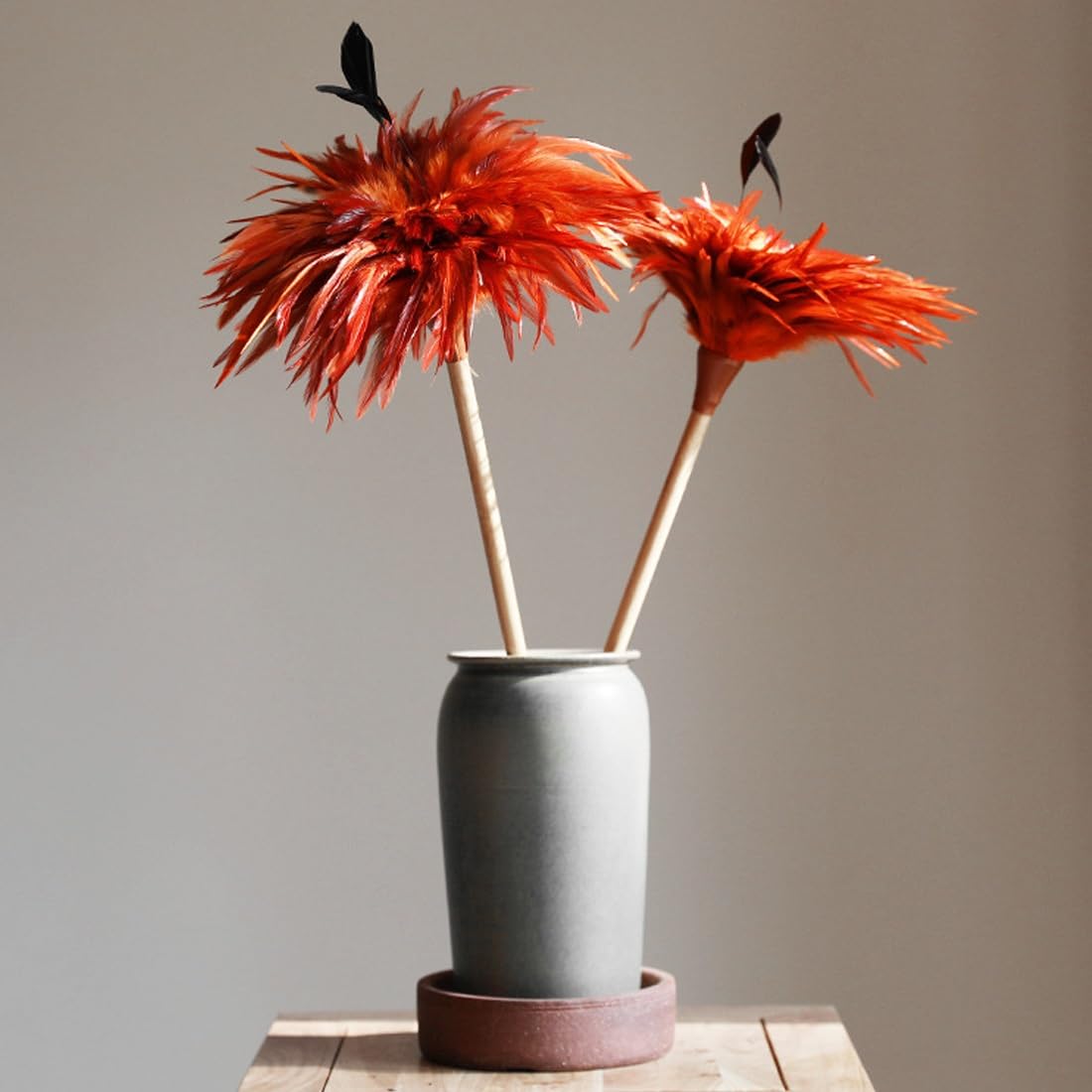 plumero de plumas, Limpiadores de persianas reutilizables con mango, hechos a mano plumas pollo for el hogar, la oficina y coche