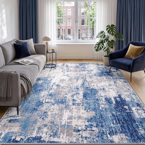 INOVADAY Abstrakt Waschbarer Teppich 183x274 cm Blau/Grau – Ansicht 1