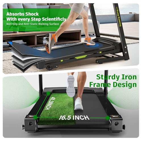 Image of 3.5HP Folding Treadmill with Incline, Heavy-Duty Treadmill for Home with 12 Programs, 0.5-8.5MPH Speed, 330 lbs Capacity, Compact Electric Running Machine with App Sync, Cup & Tablet Holder