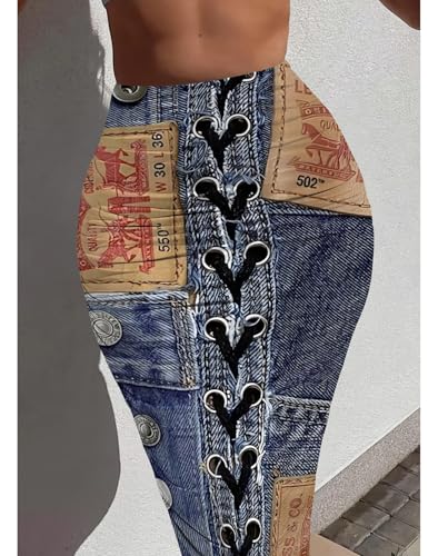 Yuopeid Women's Fashion Printed Elastic High Waist Skirt Stretchy Casual Party Clubwear Long Skirts3