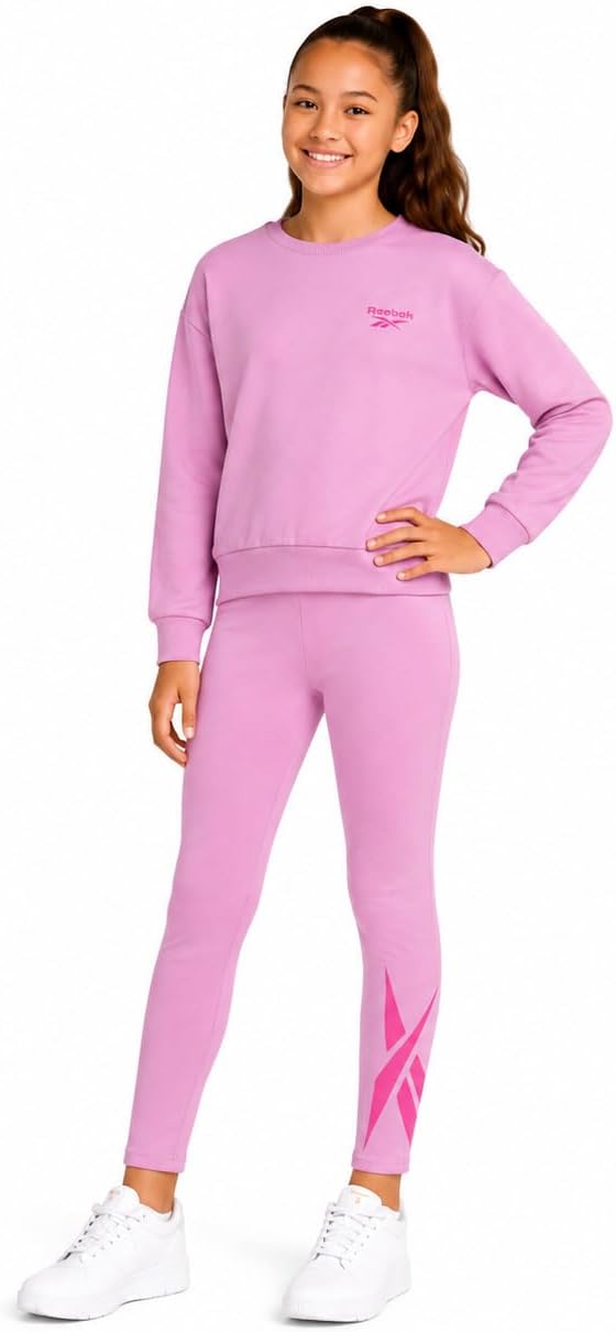 Reebok Girls 2-Piece Fleece Hoodie & Leggings Activewear Set for School