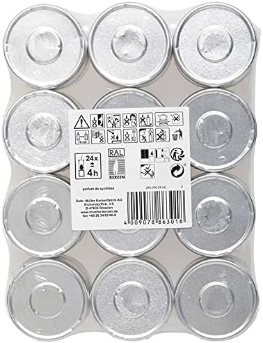 Müller 24 Duft Teelichter – Vanille – 4 Stunden Brenndauer – Ø39 mm – Farbe Creme – Premium Vanilla Dream Duftkerzen – Gegossenes Wachs – RAL Qualität