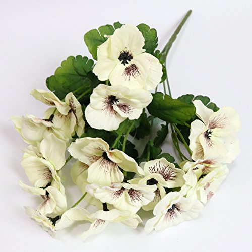 Htmeing 17 Inch Artificial Pansy Flowers Home Office Wedding Decoration (White) #TOP1