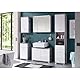 Stella Trading Badezimmer Hängeschrank in Beton Optik, Weiß - Moderner Badezimmerschrank Bad Schrank mit viel Stauraum - 38 x 71 x 23 cm (B/H/T)