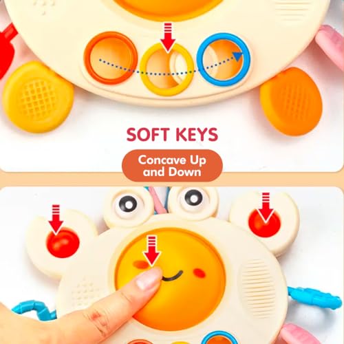 Image of Kidology Pull String Toy for Babies Teething Strings Sensory Montessori Toys Baby Girl,Travel Toy for 6+Months Boy Food Grade Silicone Fine Motor Skills Toy for Toddlers (Crab), Multicolor
