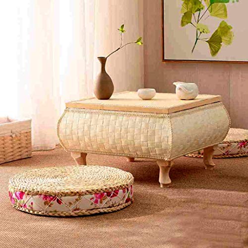Table basse de sol japonaise compacte en rotin pour petits espaces - 3