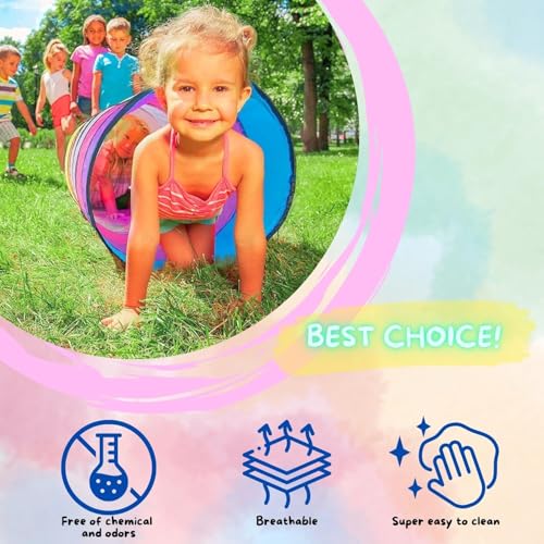NUBUNI Kinder Tunnel XL 180 cm | Krabbeltunnel | Parcour Kinder Indoor Outdoor | Baby Klettern ab 1 Jahr | Kriechtunnel | Spieltunnel Kind | B (Bälle Nicht Enthalten)