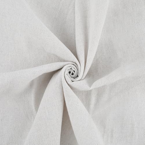 CABODYALS 15M Tela de Lino Blanco Tela de Algodón Puro Bordado Sábanas de Tela Natural Bordado Yute Lino Tela de Costura Bordada Suave para Coser Confección de Ropa Prendas de Vestir Suministros de Ma