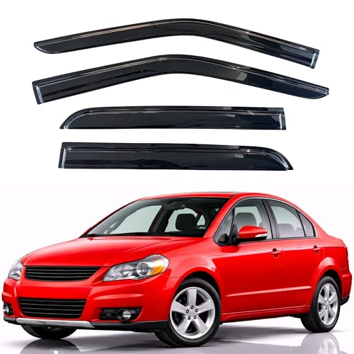 Image of KPY Rain Guards Fit for 2008-2010 Suzuki SX4 Sedan, Out-Channel Window Visors Vent Wind Deflectors 4PC, Car Accessories for 08-10 Suzuki SX4 Sedan (Excludes Hatchback)
