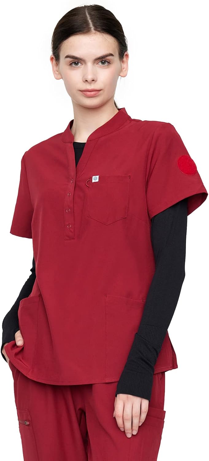 Uniforms World Horizon Scrubs Set for Women — Suit Stretch Top & Straight Pants with Multi Pocket, Yoga Waistband, 9 Pockets - Image 3