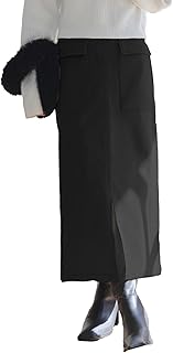 [神戸レタス][ 裏微起毛 ] スカート タイトスカート 裏起毛 走れる ストレッチ カーゴ風スカート [M4145]