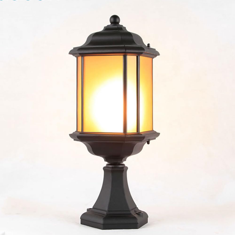 KUEYANB Fence Deck Post Light Waterproof Exterior Lamp Post Lantern Head for Courtyard Terrace Porch E26 Aluminum Housing Column Light Waterproof Exterior Garden Villa Lawn Driveway Pillar Lamp
