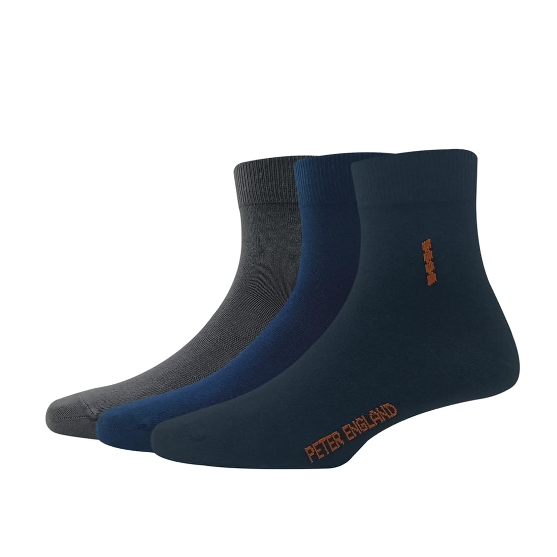 peter england Men's Cotton Quarter Length Socks (Pack of 3) - Dark Grey, Navy, Black-picture-40