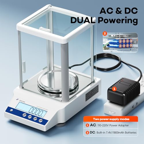 Image of Lab Scale 0.001g Accuracy 500g Digital Milligram Scale Analytical Balance Scale with Windshield LCD Display 7 Units 200g Calibration Weight, Precision Scale for Jewelry Gold Powder Chemistry