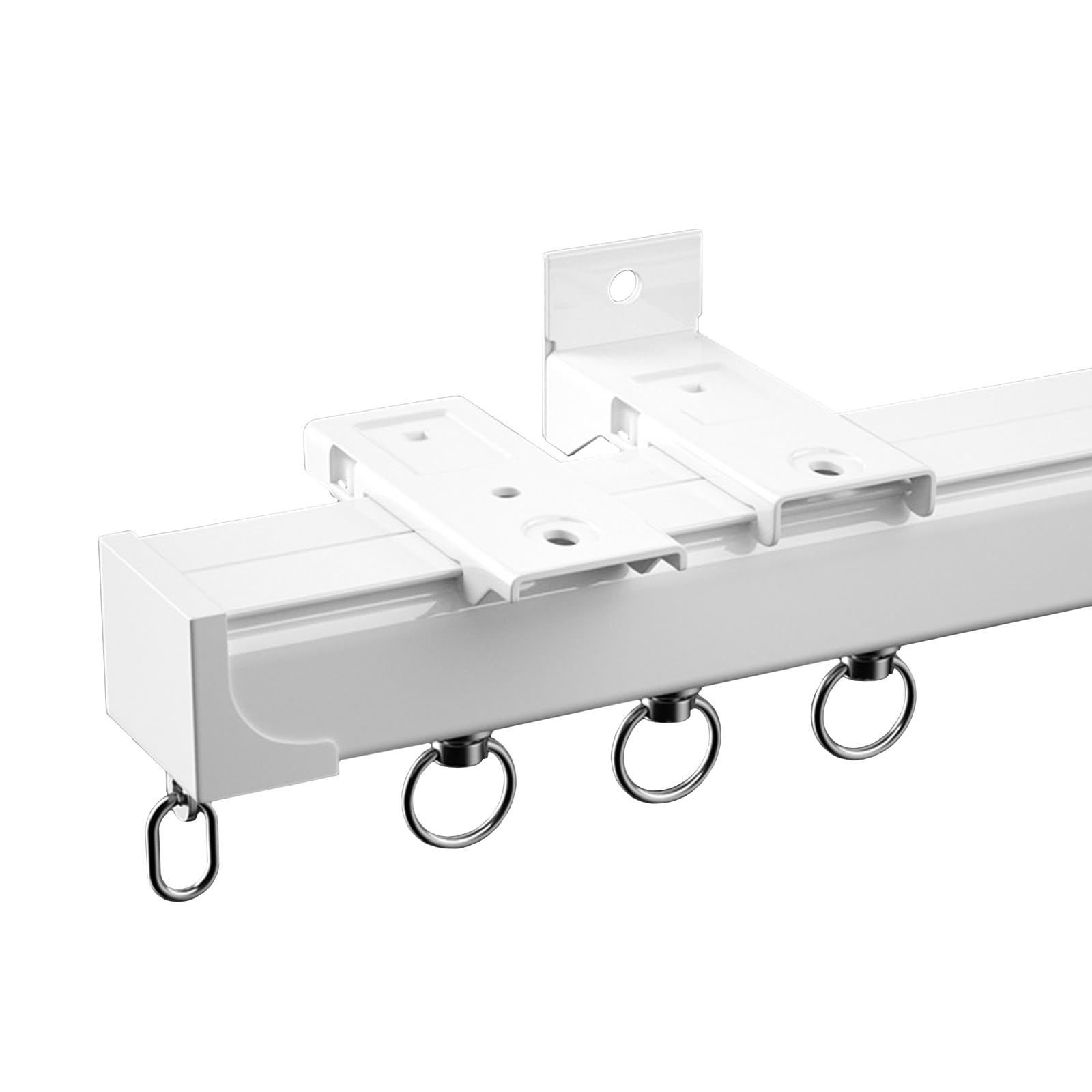 Curtain Slide Rail, Curved and Straight Curtain Track with 90° Corner(White - Single Track,6m)