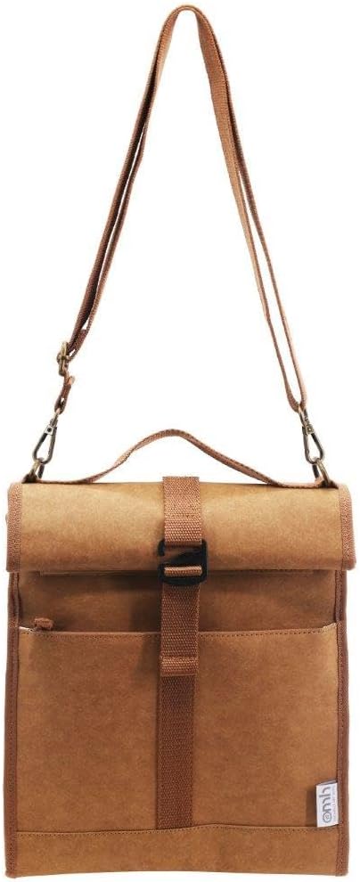 Insulated Roll Down Lunch Bag With Shoulder Strap. (Tan) - Image 6