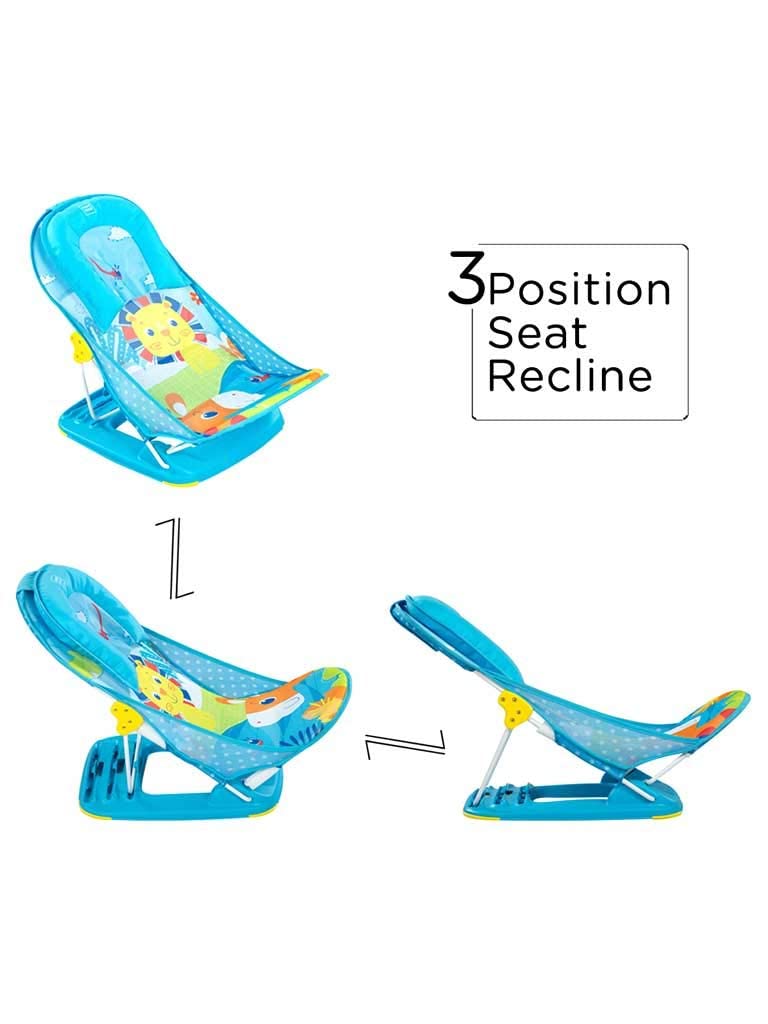 Mee Mee Newborn Baby Bather | Bath Chair for Newborns and Infants 0-12 Months | Foldable | 3 Position Adjustable chair | Anti Skid Base | Washable Soft Mesh Seat | for Babies Upto 5Kg (Blue) - Image 3