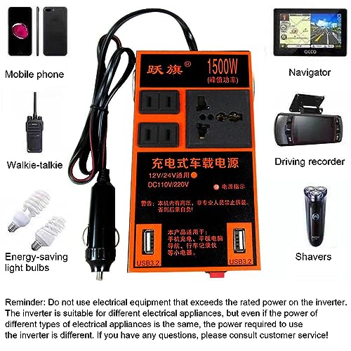 Inversor de energia para carro - Conversor USB Inversor de Carro com Tomada - Suprimentos veiculares