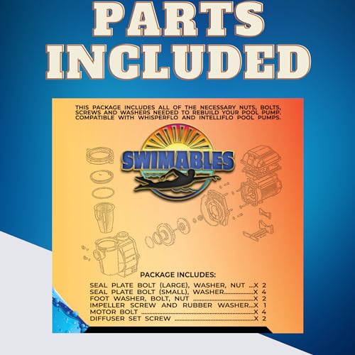 Swimables Complete Hardware Assembly Compatible with All Pentair Whisperflo and Intelliflo Pool Pumps | Includes Seal Plate Bolts and, Motor Bolts, Impeller Screw and Washer, Diffuser Screws and More