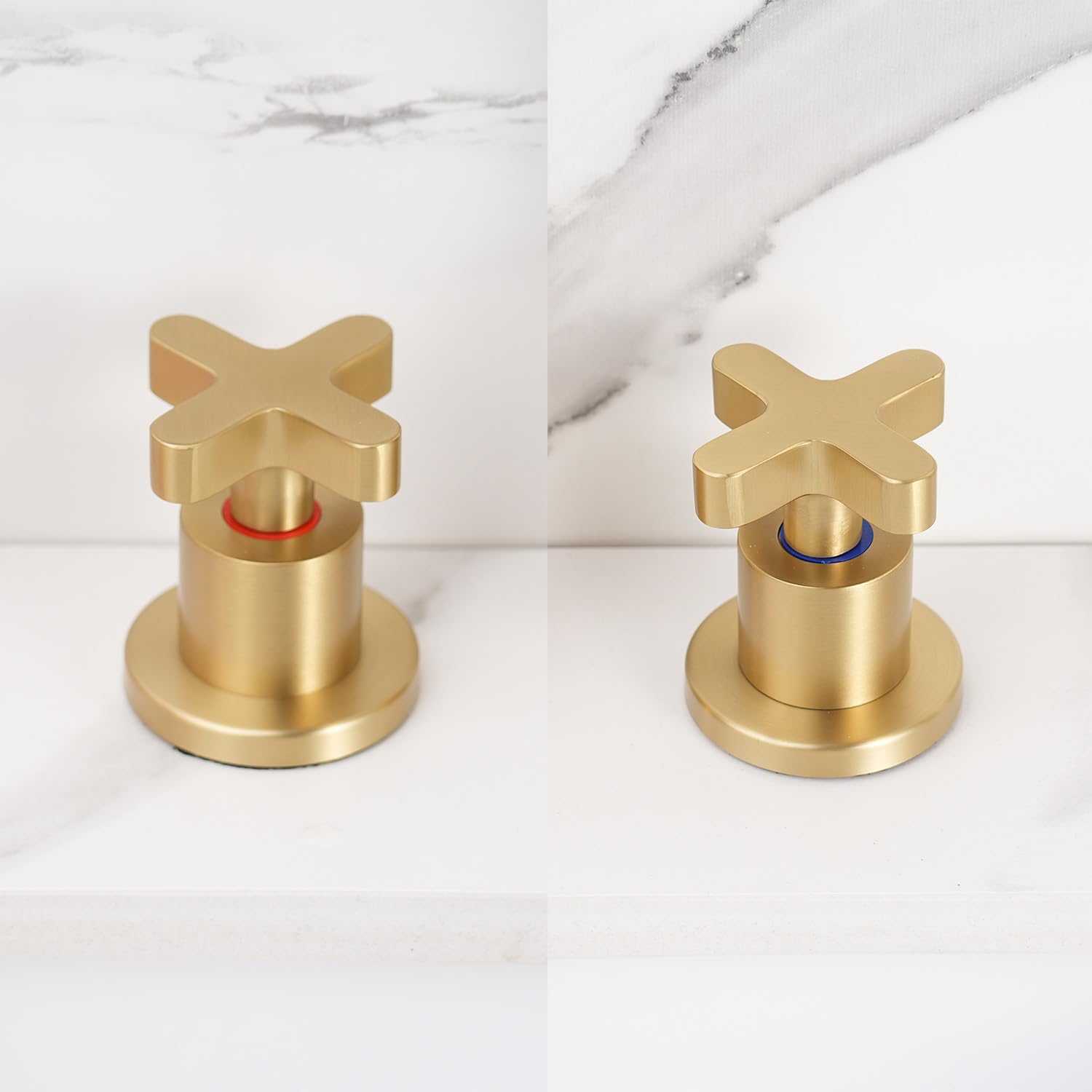 2 Cross Handle Gold Bathroom Sink Faucet Inset Dual Function Aerator Sprayer Spout Easy to Clean Scale with — view 6