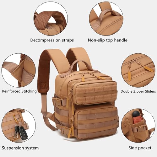 Image of 9L Mini Backpack for Men and Women, Small Backpack for Gym Hiking Travel Sports Running (Khaki)