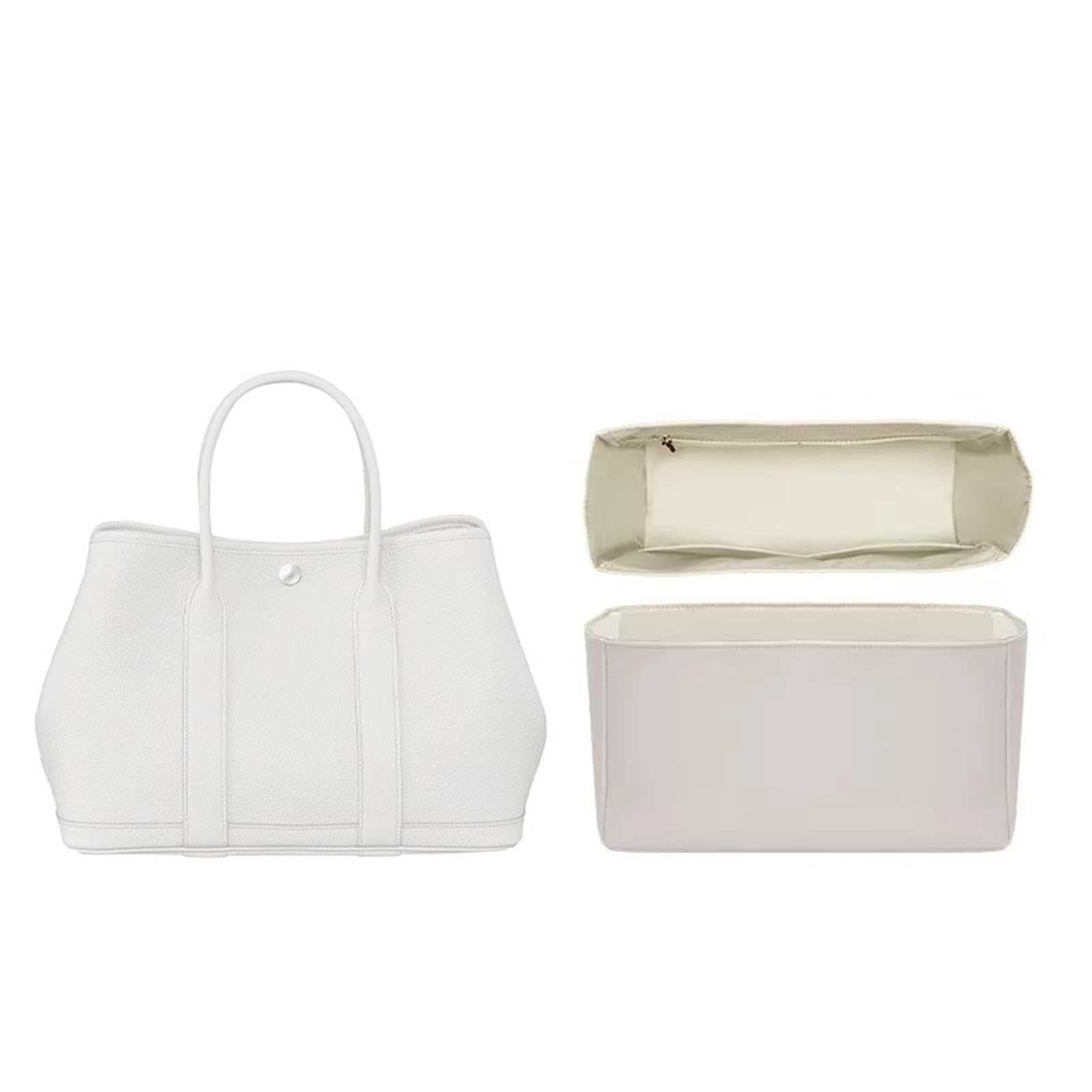 Wkład organizera kompatybilny z torebkami Hermes, nylonowy organizer na imprezę w ogrodzie 23/30/36 (White Insert For 30)