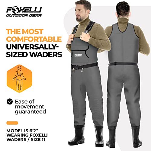 Foxelli Neoprene Chest Waders, Camo Hunting & Fishing Waders For Men & Women With Boots, Waterproof Bootfoot Waders #TOP1
