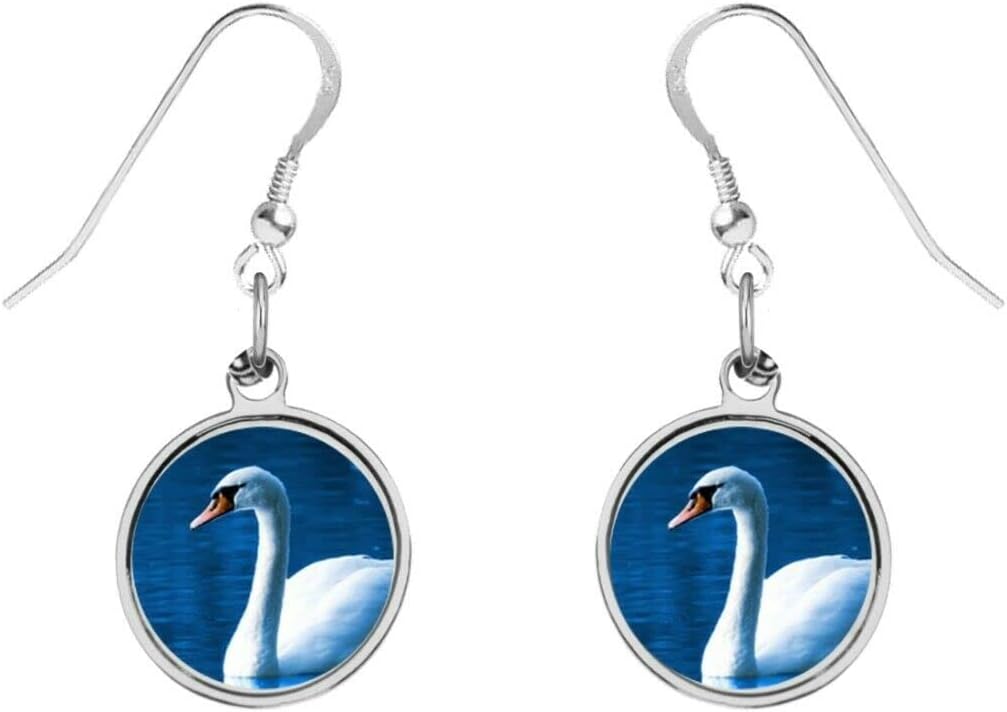 swan codec29 with Sterling Silver 925 Stamped Hook Earrings gift boxed