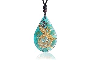 Phoenix Bird Pendant Necklace with Natural Agate Stone and Orgone Pendant on...