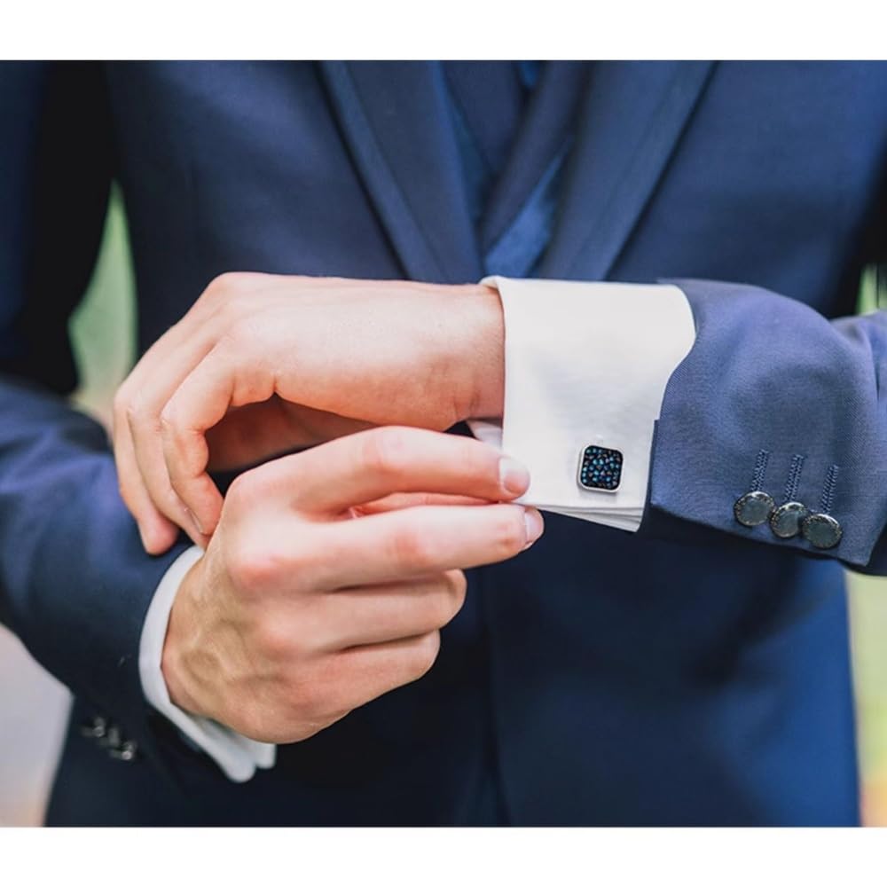 Gemelos de Camisa franceses para Hombre, para Boda, Negocios, Esmoquin de Cristal