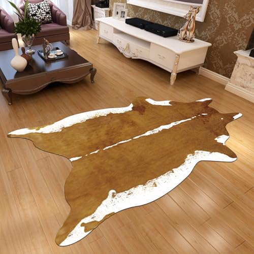 Cooalinar Alfombra De Piel De Vaca Sintética, Alfombra Con Estampado De Cebra Y Piel De Vaca, Para Salón