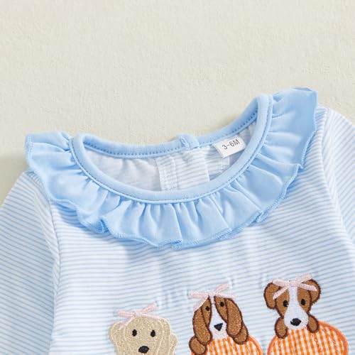 Newborn Baby Girl Halloween Outfit Pumpkin Dog Ruffle Romper Long Sleeve Jumpsuit Striped Clothes Fall3