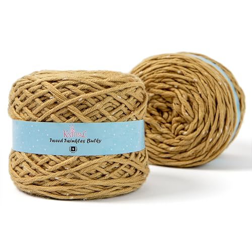 Tweed Twinkles Bulky Acrylic Yarn, 2-Pack (400Yds/400G), Khaki Brown