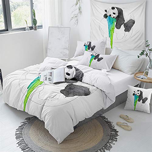 Wwzz Panda Protects The Earth Pattern Bedding Set Duvet Cover Set With 2 Pillowcase 3D Printed 3-Piece Bedding Set, Soft Microfiber,Au King #TOP3