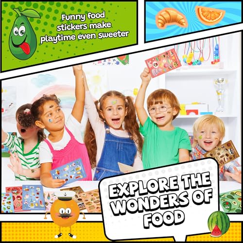 HORIECHALY Stickers for Kids, Smelly Stickers Scratch and Sniff 48 Sheets 12 Scents, Funny Scented Fruit and Food Sticker for Teachers, Classroom Reward, Craft Gift for Boys and Girls